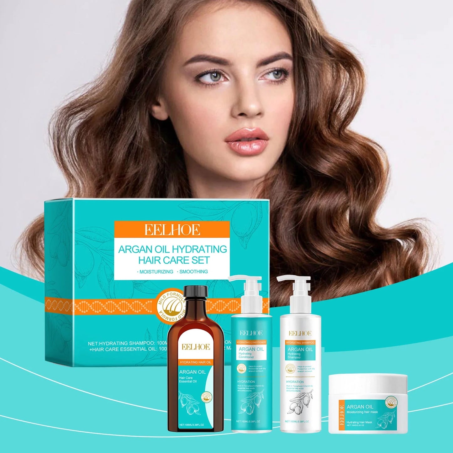 Eelhoe Argan Oil Hydrating Hair Care Set – 4-in-1 Deep Repair & Moisture Boost Kit