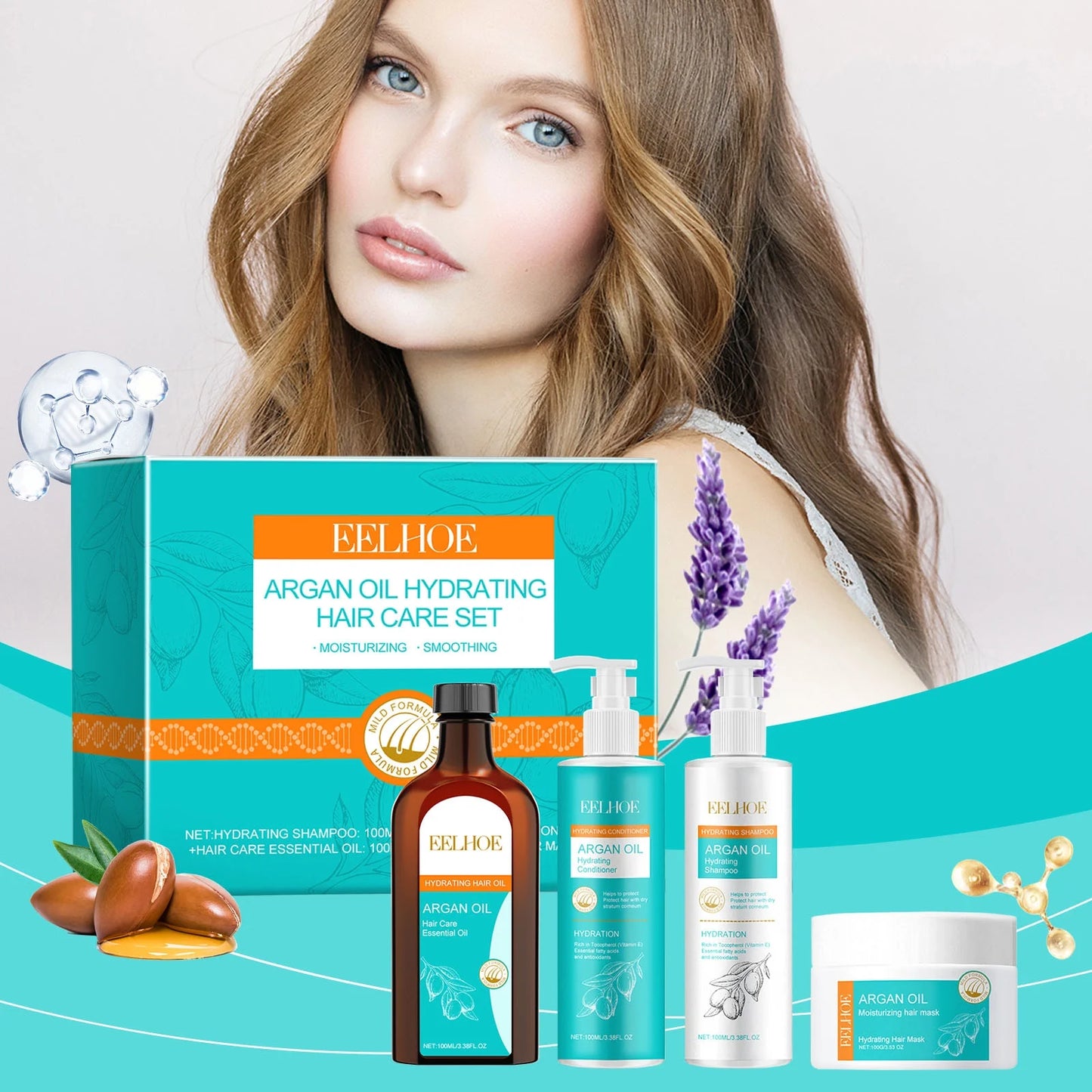 Eelhoe Argan Oil Hydrating Hair Care Set – 4-in-1 Deep Repair & Moisture Boost Kit